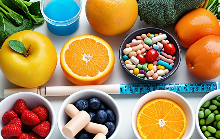**

A vibrant, personalized nutrition plan illustration. Focus on DNA strands intertwined with healthy food items (fruits, vegetables, lean protein). Include test tubes or lab equipment subtly in the background to represent genetic testing. The overall feel should be modern, clean, and scientific but also approachable and health-focused.

**