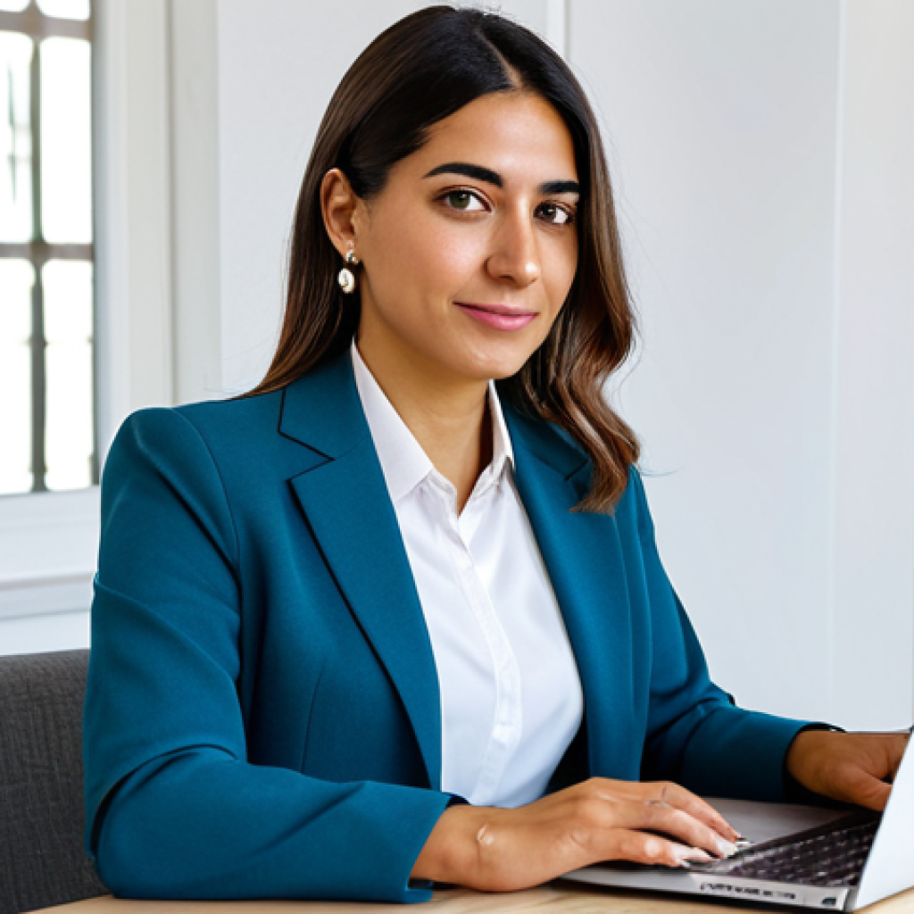 **
A professional Latina businesswoman in a modest, stylish business suit, working on a laptop at a bright, modern co-working space in Madrid. She is fully clothed in appropriate attire, safe for work, and the scene is family-friendly. Perfect anatomy, correct proportions, natural pose, well-formed hands, proper finger count, and natural body proportions are depicted. Professional digital art, high quality.
**