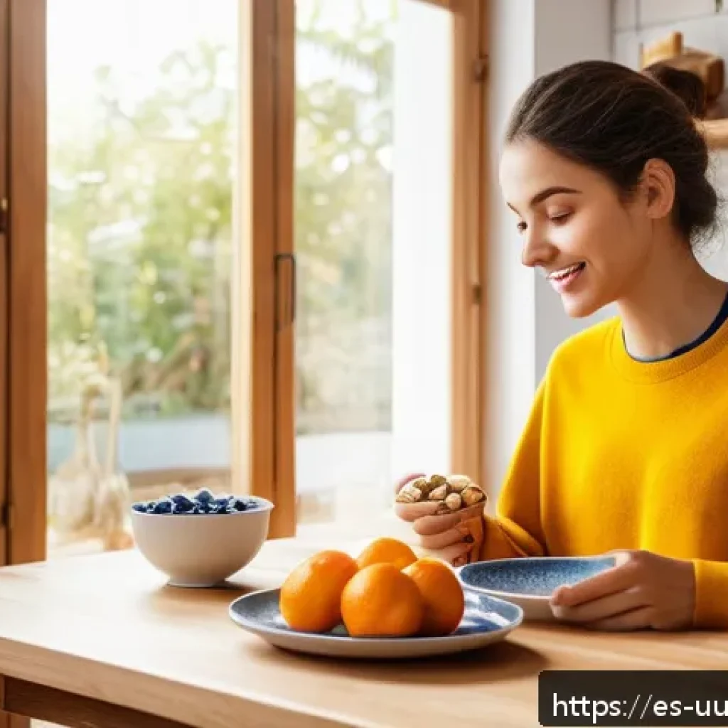 학생을 위한 맞춤형 영양 요구 대응 식단 - A bright and cozy breakfast scene in a modern Spanish kitchen, featuring a young adult student sitti...